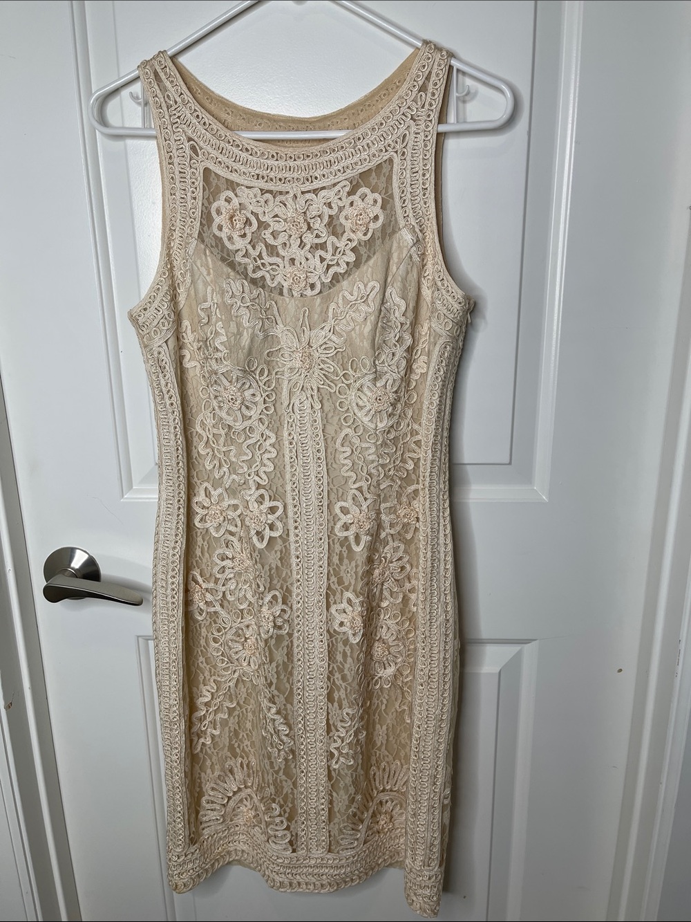 Sue Wong Lace Midi Dress with Floral Appliqué size 10